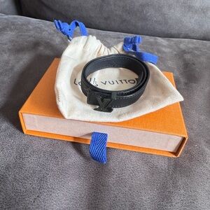 Louis Vuitton Black Leather LV Logo Belt Bag Strap